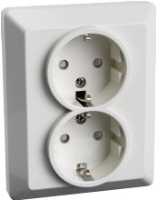 Stikkontakt dobbel innfelt m/jord - Atia 